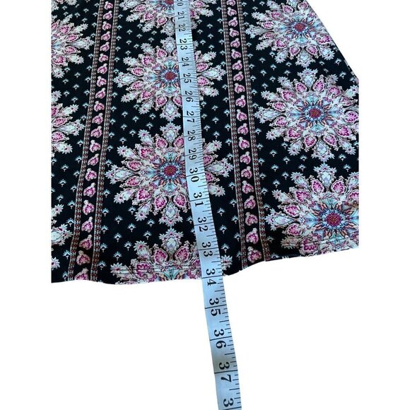 Pink Rose Dress Women's Size Large Short Sleeve Stretchy Black Pink Teal - Picture 12 of 12